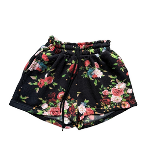 Celebrity Pink High Waist Floral Black Fleece Shorts Size S Athleisure